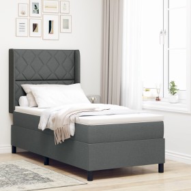 Cama con somier y colchón con LED Gris Oscuro