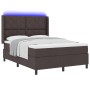 Cama Box Spring con colchón y LED Marrón Oscuro 140x200 cm Tela by , Beds and slatted bases - Ref: Foro24-3343570, Price: 525...