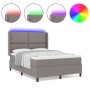 Cama Box Spring con Colchón y LED Taupe 160x200 cm Tela by , Beds and slatted bases - Ref: Foro24-3343578, Price: 611,40 €, D...