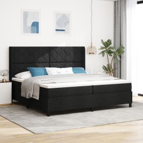 Cama Box Spring con Colchón y LED Negro 200x200 cm de Tela by , Beds and slatted bases - Ref: Foro24-3343590, Price: 694,44 €...