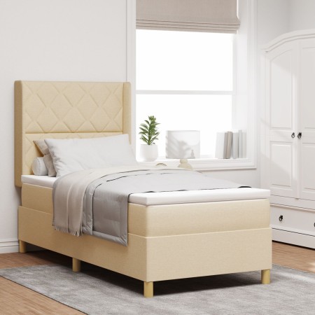 Cama Box Spring con Colchón y LED Crema 90x200 cm Tela von , Betten und Lattenroste - Ref: Foro24-3343740, Preis: 340,98 €, R...