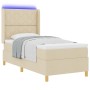 Cama Box Spring  con colchón y LED crema 100x200 cm tela | Foro24.es | Tu tienda online para hogar, jardín y más Foro24.es