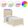 Cama Box Spring  con colchón y LED crema 100x200 cm tela | Foro24.es | Tu tienda online para hogar, jardín y más Foro24.es