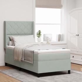 Cama con Base y Colchón & Luz LED Gris Claro