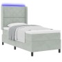 Cama con Base y Colchón & Luz LED Gris Claro 90x190 cm Terciopelo by , Beds and slatted bases - Ref: Foro24-3343898, Price: 3...