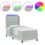 Cama con Base y Colchón & Luz LED Gris Claro 90x190 cm