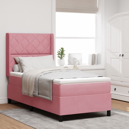 Cama con Muelle Box y Colchón LED Rosa 90x190 cm de Terciopelo | Foro24.es | Tu tienda online para hogar, jardín y más Foro24.es