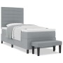 Cama con Box Spring con Colchón y Banco Gris Claro 80x200 cm Tela by , Beds and slatted bases - Ref: Foro24-3343946, Price: 3...