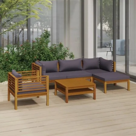 Muebles de jardín 6 pzas cojines madera maciza de acacia de vidaXL, Conjuntos de jardín - Ref: Foro24-3086896, Precio: 740,90...