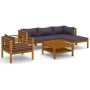 Muebles de jardín 6 pzas cojines madera maciza de acacia de vidaXL, Conjuntos de jardín - Ref: Foro24-3086896, Precio: 740,90...