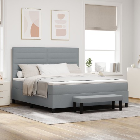 Cama de muelles con colchón y banco gris claro 180x200 cm tela | Foro24.es | Tu tienda online para hogar, jardín y más Foro24.es