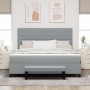 Cama de muelles con colchón y banco gris claro 180x200 cm tela | Foro24.es | Tu tienda online para hogar, jardín y más Foro24.es