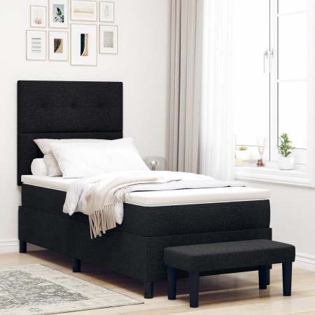Cama con Somier con Colchón y Banco Negro 90x190 cm Tela | Foro24.es | Tu tienda online para hogar, jardín y más Foro24.es