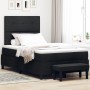 Cama con Resortes, Colchón y Banco Negro 120x190 cm Tela