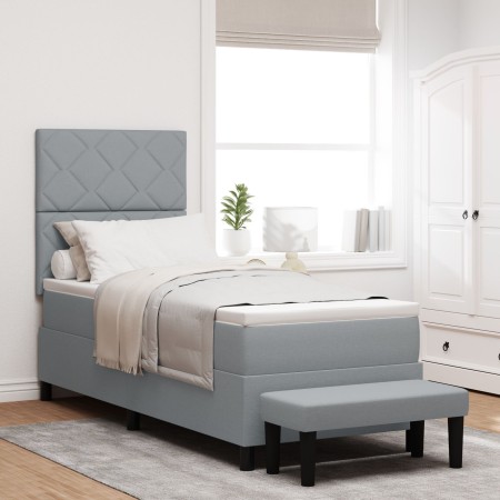 Cama con Base Resortes y Colchón y Banco Gris Claro 80x200 cm Tela by , Beds and slatted bases - Ref: Foro24-3344100, Price: ...