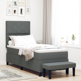 Cama con Base de Muelles con Colchón y Banco Gris Oscuro 80x200 cm Tela by , Beds and slatted bases - Ref: Foro24-3344101, Pr...