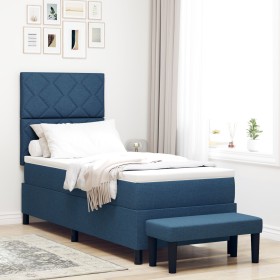Comprar Cama Box Spring con Colchón y Banco Azul