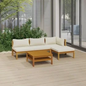 Garden furniture set 5 pieces with cream cushions solid acacia wood by vidaXL, Garden sets - Ref: Foro24-3086926, Price: 595,...