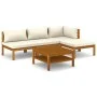Gartenmöbel 5 Stück Kissen creme massivem Akazienholz von vidaXL, Gartensets - Ref: Foro24-3086926, Preis: 624,83 €, Rabatt: %