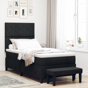 Cama con Somier con Colchón y Banco Negro 100x200