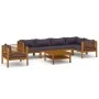 Muebles de jardín 7 pzas cojines madera maciza de acacia de vidaXL, Conjuntos de jardín - Ref: Foro24-3086922, Precio: 962,83...