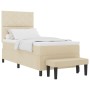 Cama tipo box spring con colchón y banco crema 100x200 cm tela | Foro24.es | Tu tienda online para hogar, jardín y más Foro24.es