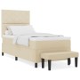 Cama tipo box spring con colchón y banco crema 100x200 cm tela | Foro24.es | Tu tienda online para hogar, jardín y más Foro24.es