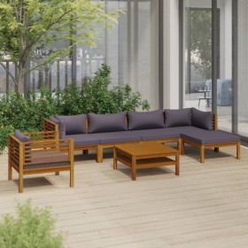 Muebles de jardín 7 pzas cojines madera maciza de acacia