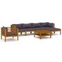 Muebles de jardín 7 pzas cojines madera maciza de acacia de vidaXL, Conjuntos de jardín - Ref: Foro24-3086898, Precio: 928,09...