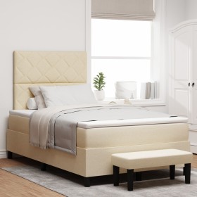 Cama con Somier con Colchón y Banco Crema 120x200 cm Tela by , Beds and slatted bases - Ref: Foro24-3344140, Price: 470,45 €,...