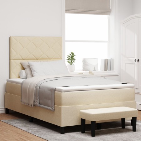 Cama con Somier con Colchón y Banco Crema 120x200 cm Tela by , Beds and slatted bases - Ref: Foro24-3344140, Price: 470,45 €,...