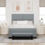 Cama con somier y banco gris claro 140x190 cm tela by , Beds and slatted bases - Ref: Foro24-3344142, Price: 550,48 €, Discou...