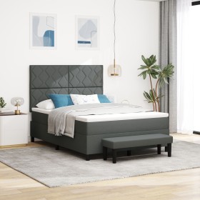 Cama con Box Spring con Colchón y Banco Gris Oscuro 140x190 cm Tela von , Betten und Lattenroste - Ref: Foro24-3344143, Preis...