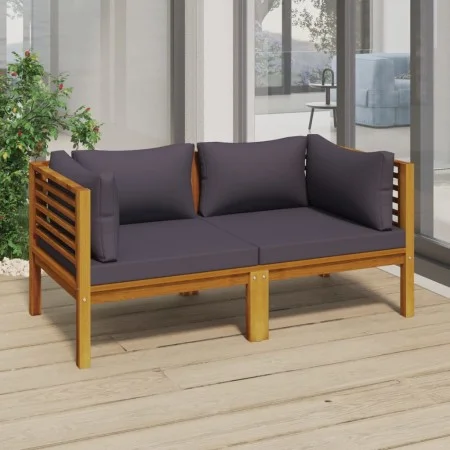 Sofá de jardín de 2 plazas con cojín madera maciza de acacia de vidaXL, Conjuntos de jardín - Ref: Foro24-3086899, Precio: 33...