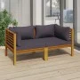 Sofá de jardín de 2 plazas con cojín madera maciza de acacia de vidaXL, Conjuntos de jardín - Ref: Foro24-3086899, Precio: 33...