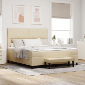 Cama con Box Spring con Colchón y Banco Crema 180x200 cm Tela de , Camas y somieres - Ref: Foro24-3344168, Precio: 681,80 €
