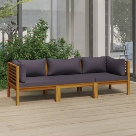 3-seater garden sofa with solid acacia wood cushion by vidaXL, Garden sets - Ref: Foro24-3086900, Price: 453,11 €, Discount: %