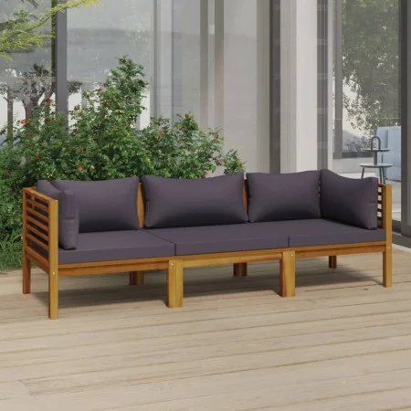 Sofá de jardín de 3 plazas con cojín madera maciza de acacia de vidaXL, Conjuntos de jardín - Ref: Foro24-3086900, Precio: 45...