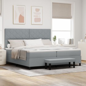 Cama con Somier y Colchón Gris Claro 200x200 cm