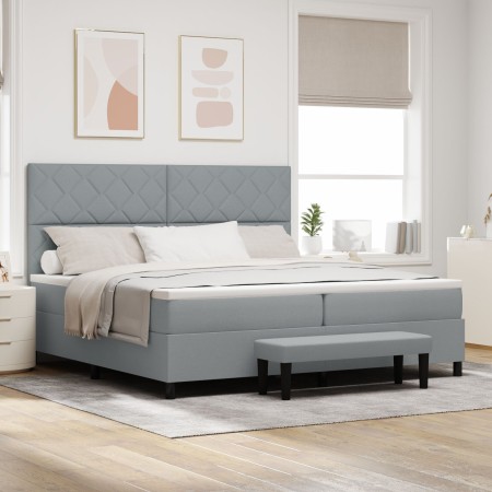 Cama con Somier y Colchón Gris Claro 200x200 cm Tela by , Beds and slatted bases - Ref: Foro24-3344170, Price: 812,73 €, Disc...