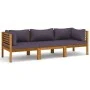 3-seater garden sofa with solid acacia wood cushion by vidaXL, Garden sets - Ref: Foro24-3086900, Price: 464,66 €, Discount: %