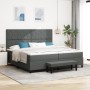Cama con Box Spring con Colchón y Banco Gris Oscuro 200x200 cm Tela | Foro24.es | Tu tienda online para hogar, jardín y más Foro24.es
