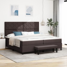 Cama con somier con colchón y banco Marrón oscuro 200x200 cm Tela von , Betten und Lattenroste - Ref: Foro24-3344173, Preis: ...