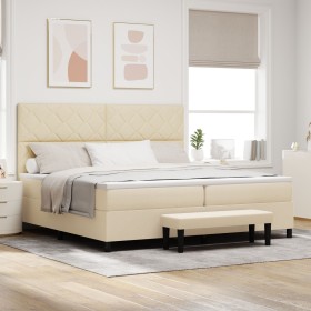 Cama Box Spring con Colchón y Banco Crema 200x200