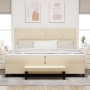 Cama Box Spring con Colchón y Banco Crema 200x200 cm Tela | Foro24.es | Tu tienda online para hogar, jardín y más Foro24.es