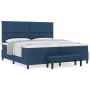 Cama con Somier, Colchón y Banco Azul 200x200 cm Tela