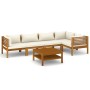 Garden furniture 6 pcs cream cushions solid acacia wood by vidaXL, Garden sets - Ref: Foro24-3086950, Price: 799,48 €, Discou...