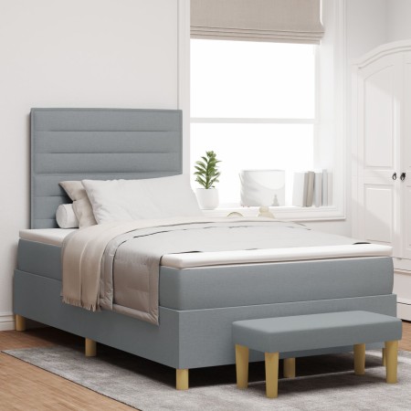 Cama con Box Spring y Colchón Gris Claro 120x190 cm de Tela | Foro24.es | Tu tienda online para hogar, jardín y más Foro24.es