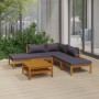 Muebles de jardín 6 pzas cojines madera maciza de acacia