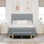Cama Box Spring con colchón y banco Gris Claro 160x200 cm Tela | Foro24.es | Tu tienda online para hogar, jardín y más Foro24.es